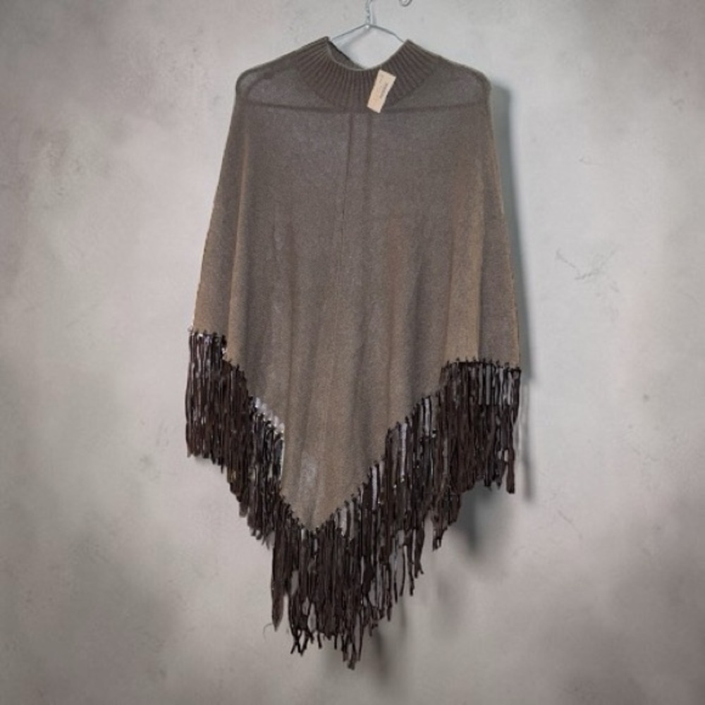 Zoe Couture 100% Cashmere Mocha Taupe Cape/Shawl NWT
